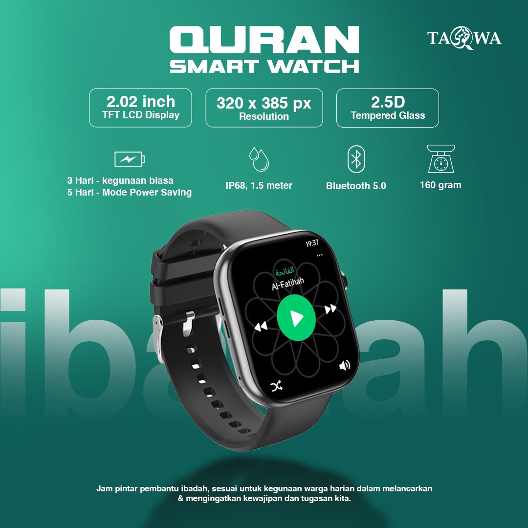 Gambar jam pintar TAQWA yang nampak moden dan kemas